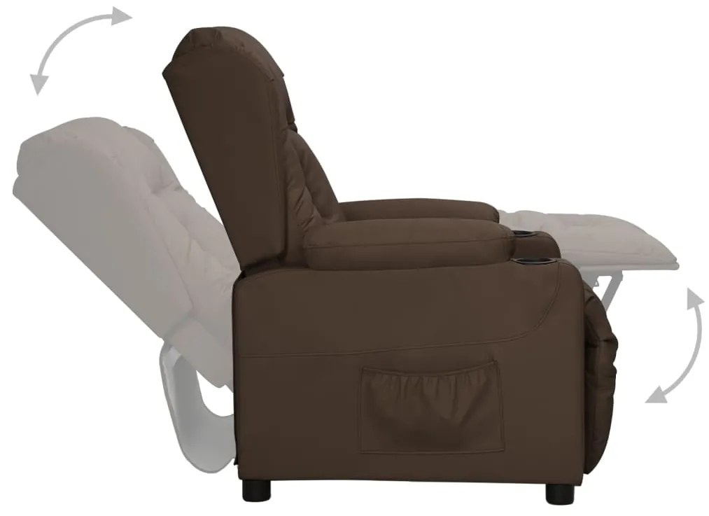 vidaXL Πολυθρόνα Μασάζ με Ανύψωση Γυαλ. Καφέ Συνθ. Δέρμα