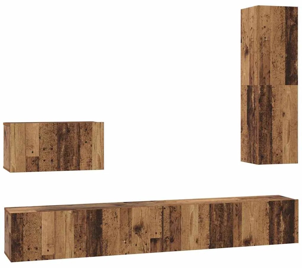 vidaXL Τηλεοπτική Κάβα Τοίχου 4 pcs Παλαιό ξύλο Μέγεθος: Μεσαίο