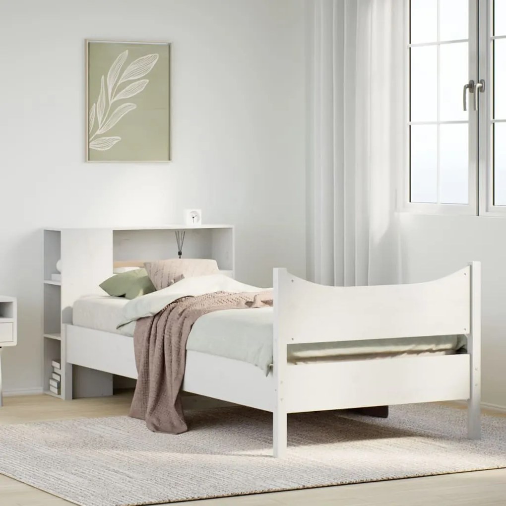 vidaXL Σκελετός Κρεβ. Χωρίς Στρώμα Λευκό 90x190 εκ Μασίφ Πεύκο