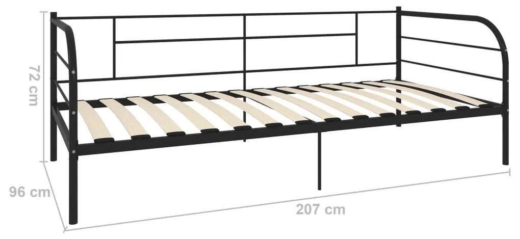 Πλαίσιο για Καναπέ - Κρεβάτι Μαύρο 90 x 200 εκ. Μεταλλικό - Μαύρο