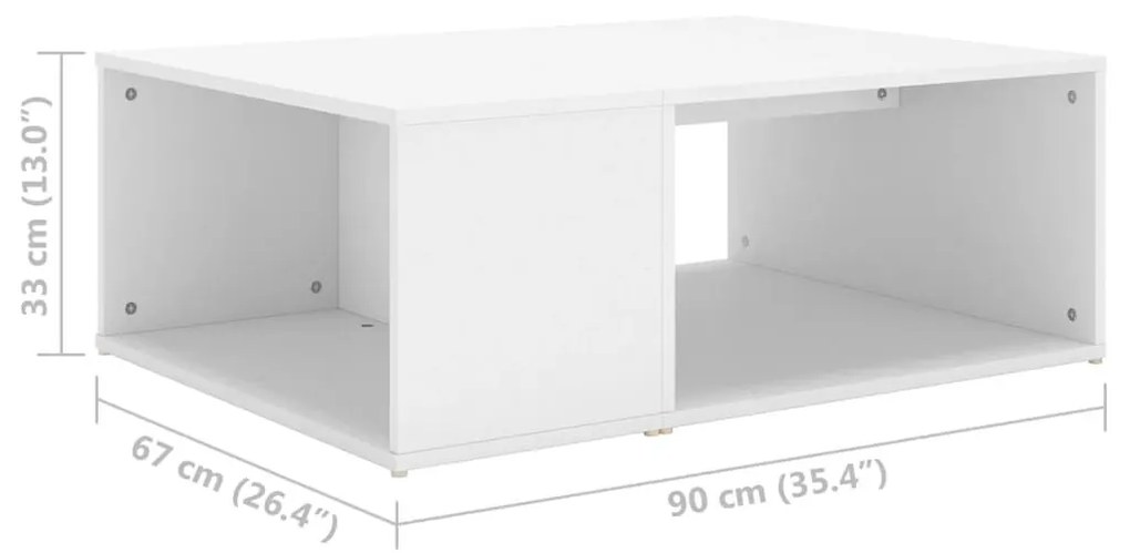 Τραπεζάκι Σαλονιού Λευκό 90 x 67 x 33 εκ. Επεξεργασμένο Ξύλο - Λευκό