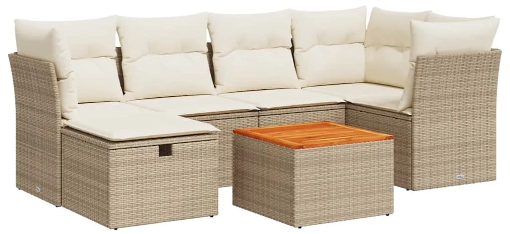 vidaXL Σαλόνι Κήπου Σετ 7 τεμ. Μπεζ Συνθετικό Ρατάν με Μαξιλάρια