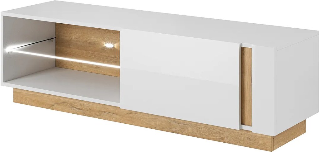 Lh-homefurniture Έπιπλο τηλεόρασης 36146-ARCW-STV Λευκό+Λευκό High Gloss+Grandson 138,1x45,5x40cm 36146-ARCW-STV