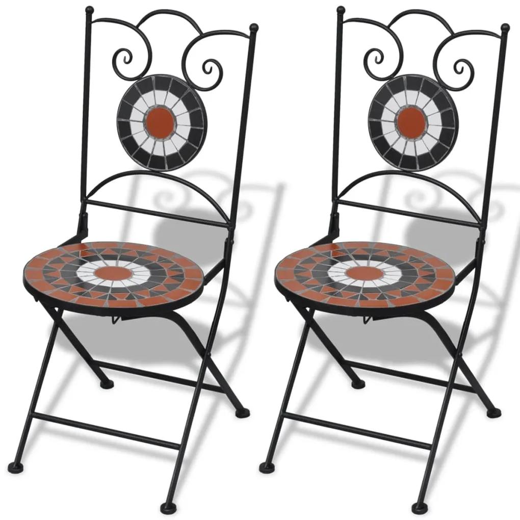 Καρέκλες Bistro Πτυσσόμενες 2 τεμ. Τερακότα / Λευκό Κεραμικές