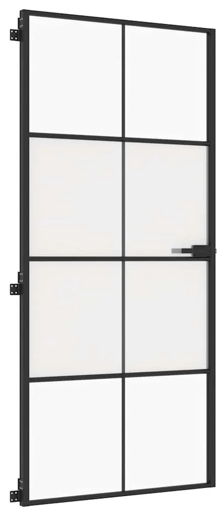 vidaXL Εσωτερική Πόρτα Μαύρη 93 x 201,5 εκ. Ψημένο Γυαλί &amp; Αλουμίνιο