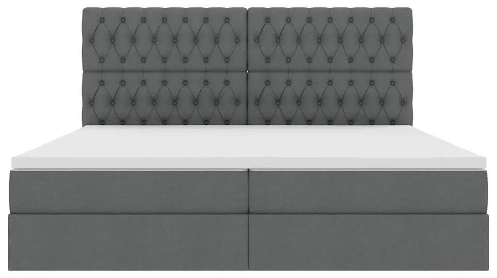 vidaXL Κρεβάτι με αποθηκευτικό χώρο και LED Σκούρο Γκρι 200 x 200 cm