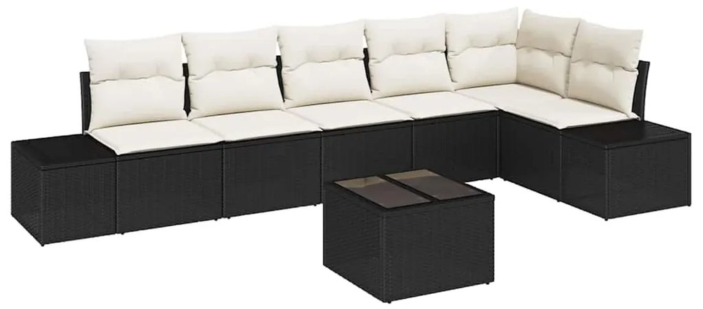 vidaXL Σετ Καναπέ Κήπου 7 pcs Καφέ, Κρέμα Πολυ rattan, βαμμένο ατσάλι