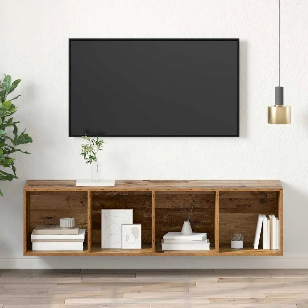 vidaXL Τοίχου Ντουλάπι Τηλεόρασης Παλαιό ξύλο 37 x 37 x 142.5 εκ