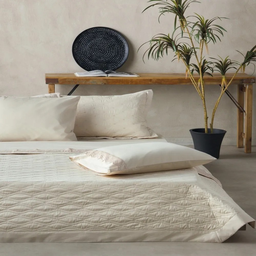 Κουβερλί Με Σεντόνια Coraline (Σετ 7τμχ) Ivory Kentia Queen Size 240x270cm 100% Cotton Satin