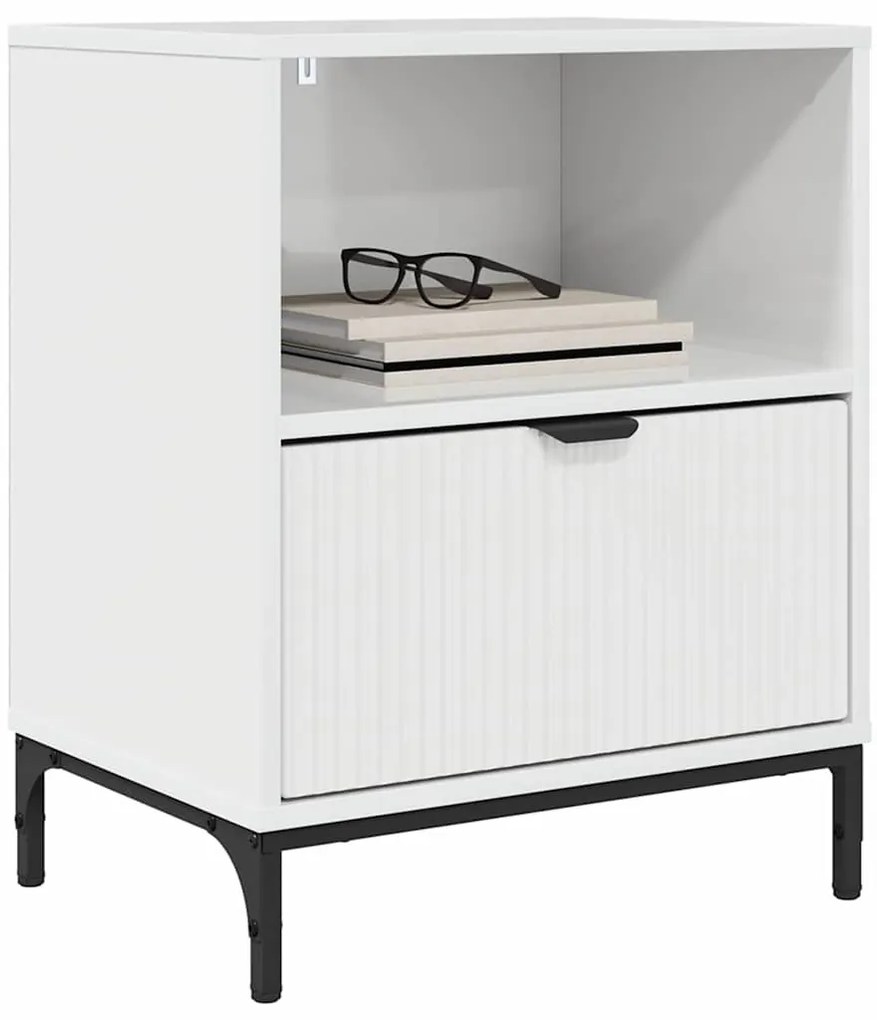 vidaXL Κομοδίνα με συρτάρι 2 pcs Γυαλιστερό λευκό 49 x 36 x 61 εκ