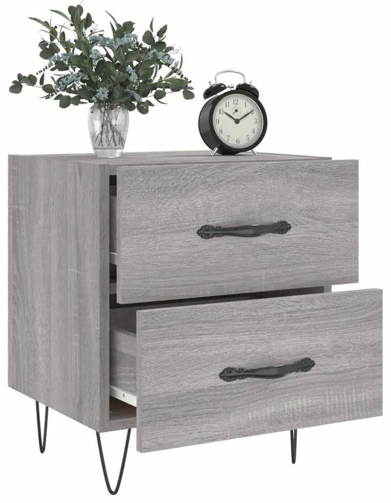 vidaXL Κομοδίνα 2 τεμ. Γκρι Sonoma 40 x 35 x 47,5 εκ. Επεξεργ. Ξύλο