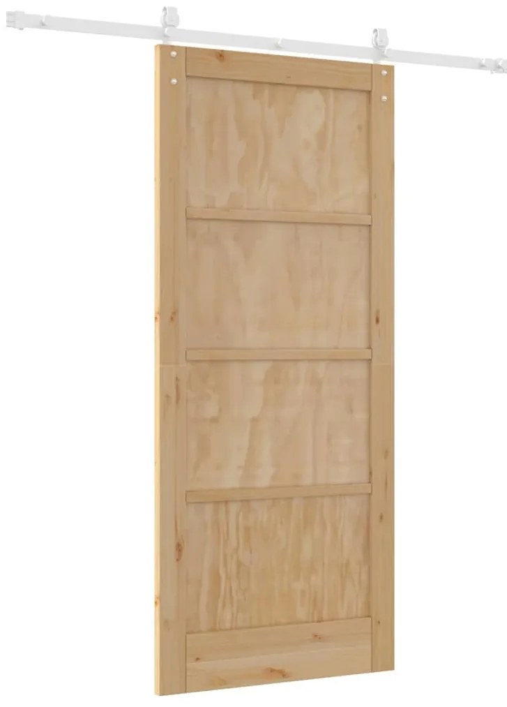 vidaXL Συρόμενη Πόρτα Φυσικό και λευκό 86 x 198.5 cm
