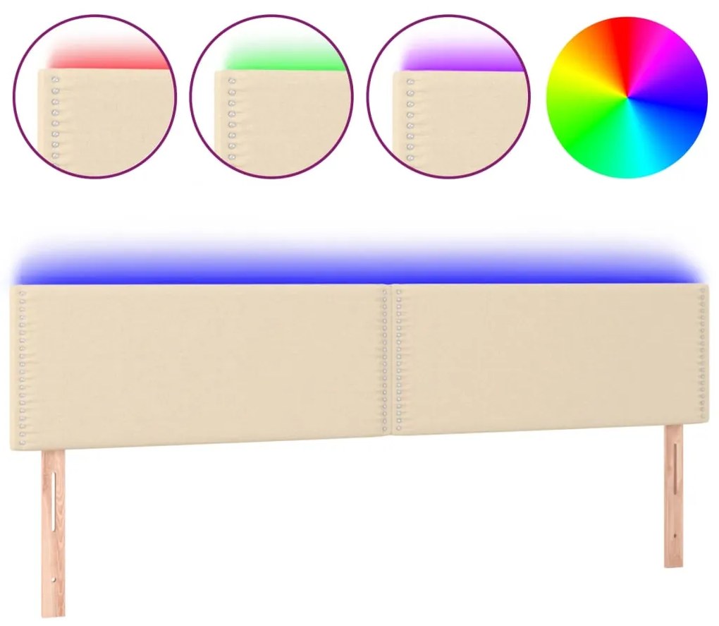 vidaXL Κεφαλάρι Κρεβατιού LED Κρεμ 160x5x78/88 εκ. Υφασμάτινο