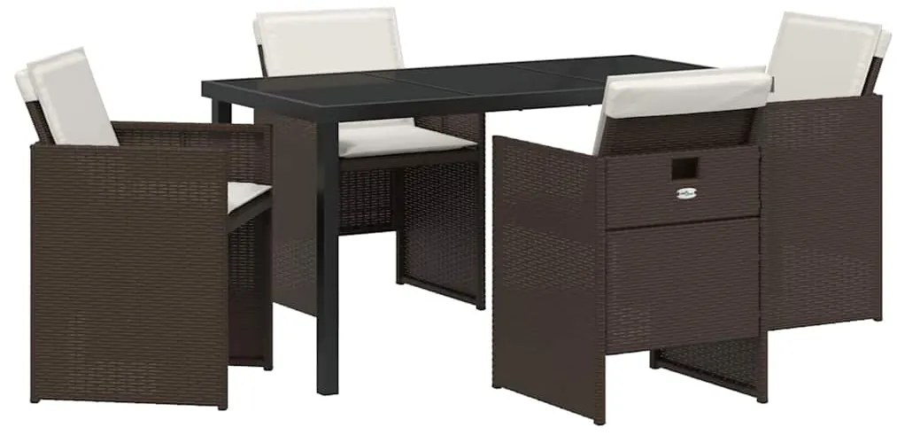 vidaXL Σέτ φαγητού για κήπο 5 pcs Καφέ συνθετικό ρατάν