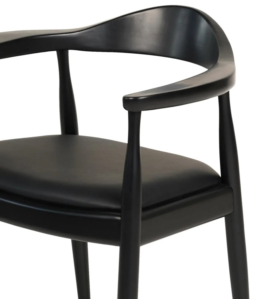 Πολυθρόνα Τραπεζαρίας ADOR RUBBERWOOD &amp; PU σε Μαύρο 62x54x76,5Υεκ 62x54x76.5 εκ.