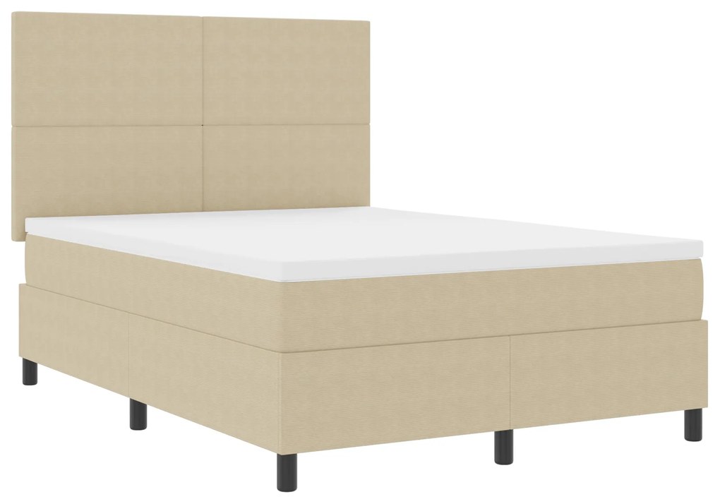 vidaXL Κρεβάτι Box Spring με Στρώμα & LED Φως Πράσινο Γκρί 140x200 εκ Ύφασμα Κορδέλας
