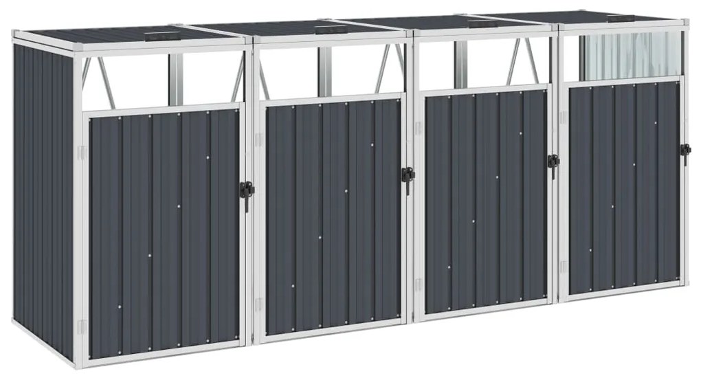 vidaXL Πλαίσιο Τετραπλό για Κάδους Ανθρακί 286 x 81 x 121 εκ. Ατσάλινο