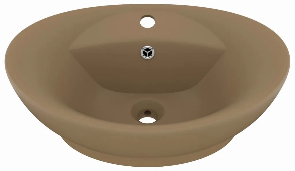 vidaXL Νιπτήρας με Υπερχείλιση Οβάλ Κρεμ Ματ 58,5x39 εκ. Κεραμικός