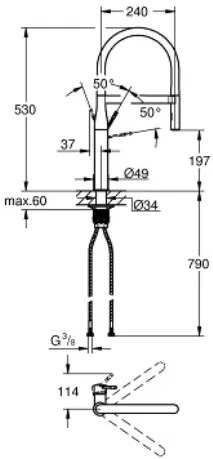 Μπαταρία κουζίνας Grohe Essence Professional-Xalkino mat