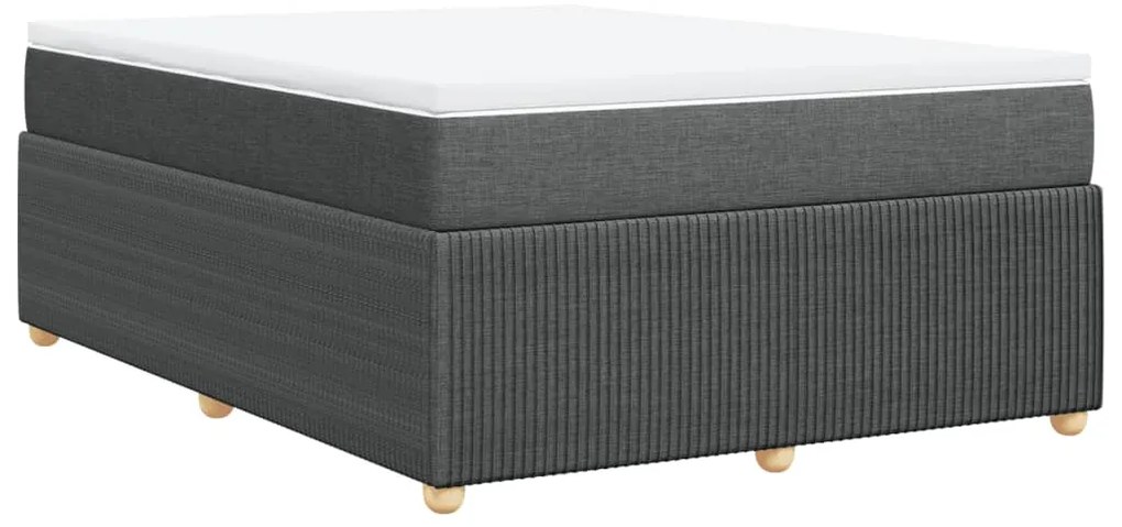 vidaXL Κρεβάτι Boxspring με Στρώμα Σκούρο Γκρι 140x200 εκ Υφασμάτινο