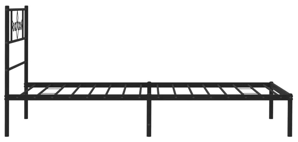 vidaXL Πλαίσιο Κρεβατιού με Κεφαλάρι Μαύρο 107 x 203 εκ. Μεταλλικό
