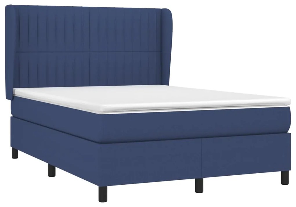 vidaXL Κρεβάτι Boxspring με Στρώμα Μπλε 140x200 εκ. Υφασμάτινο