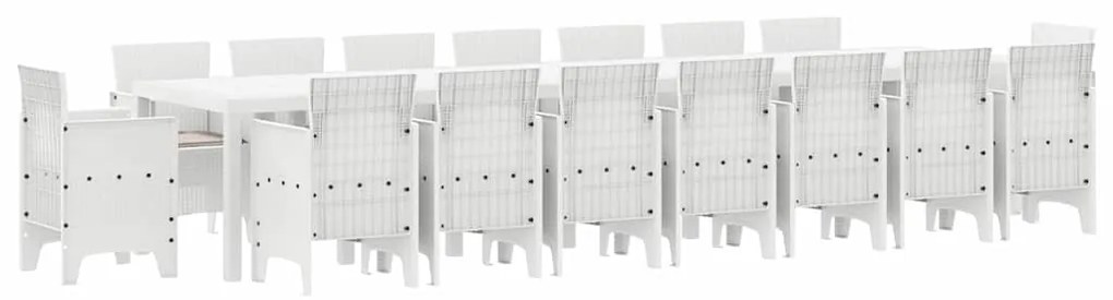 vidaXL Σέτ φαγητού για κήπο 17 pcs Λευκό Rattan Polt