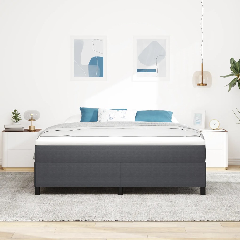 vidaXL Κρεβάτι Σκούρο Γκρι 180x200 εκ. Από Ψάθα