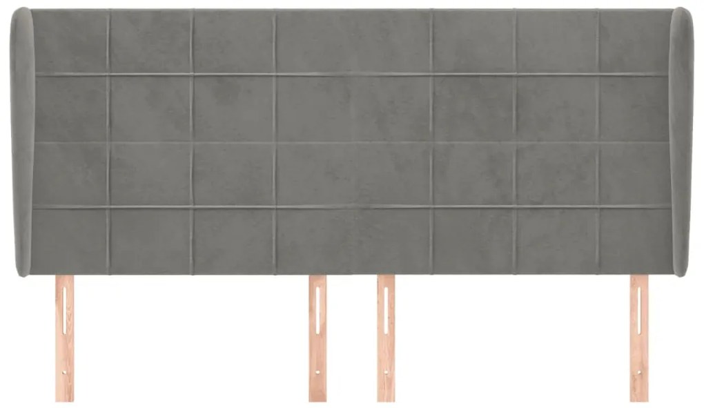 vidaXL Κεφαλάρι με Πτερύγια Ανοιχτό Γκρι 183x23x118/128 εκ. Βελούδινο