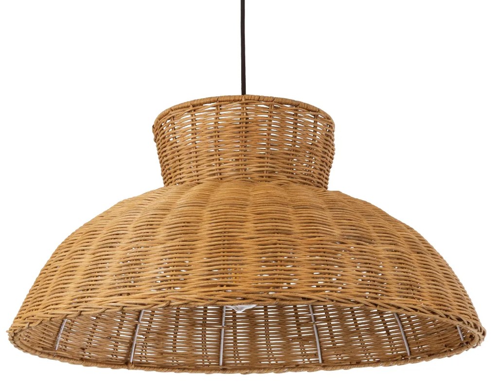 02328 GloboStar®  MALABO 02328 Boho Κρεμαστό Φωτιστικό Πλέγμα Μονόφωτο 1 x E27 IP20 Καφέ Ξύλο - Μ60 x Π60 x Υ31cm