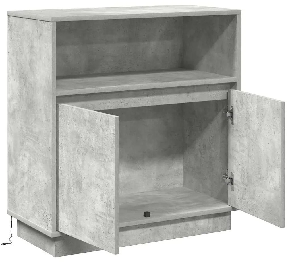 vidaXL Πλευρικό Τραπέζι LED Γκρι σκυροδέματος 71 x 34,5 x 75 εκ.