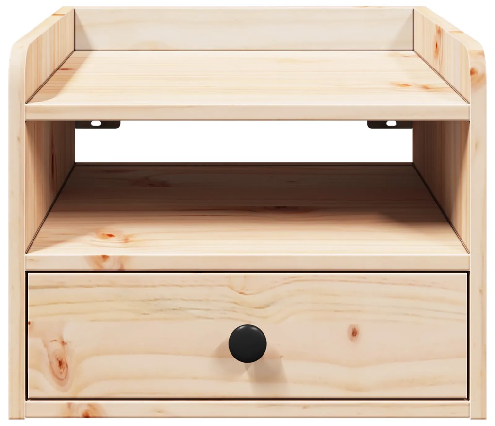 vidaXL Κομοδίνο με συρτάρι Επιτοίχιο Καφέ 38 x 36 x 29.5 εκ Συμπαγές ξύλο πεύκου