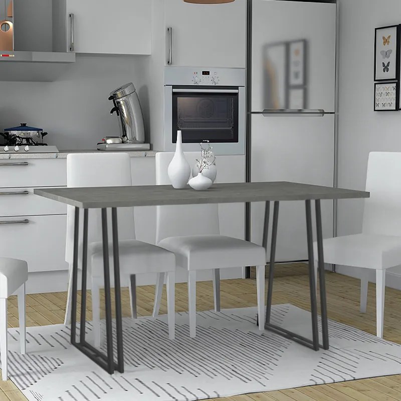Τραπέζι Gable Megapap μεταλλικό - μελαμίνης χρώμα γκρι σκυροδέματος 140x80x76εκ.-GP028-0069,2