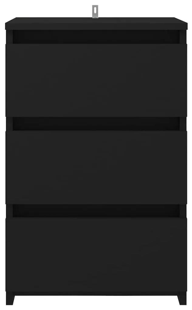 Κομοδίνα 2 τεμ. Μαύρα 40 x 35 x 62,5 εκ. από Μοριοσανίδα - Μαύρο