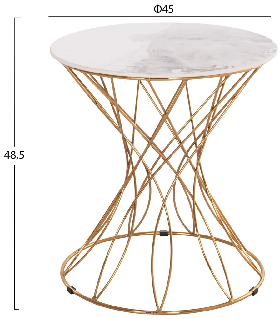 ΒΟΗΘΗΤΙΚΟ ΤΡΑΠΕΖΑΚΙ RUDY HM18037.01 ΚΕΡΑΜΙΚΟ TOP ΛΕΥΚΟ-ΜΕΤΑΛΛΟ ΧΡΥΣΟ Φ45x48,5Υεκ. (1 Τεμμάχια)
