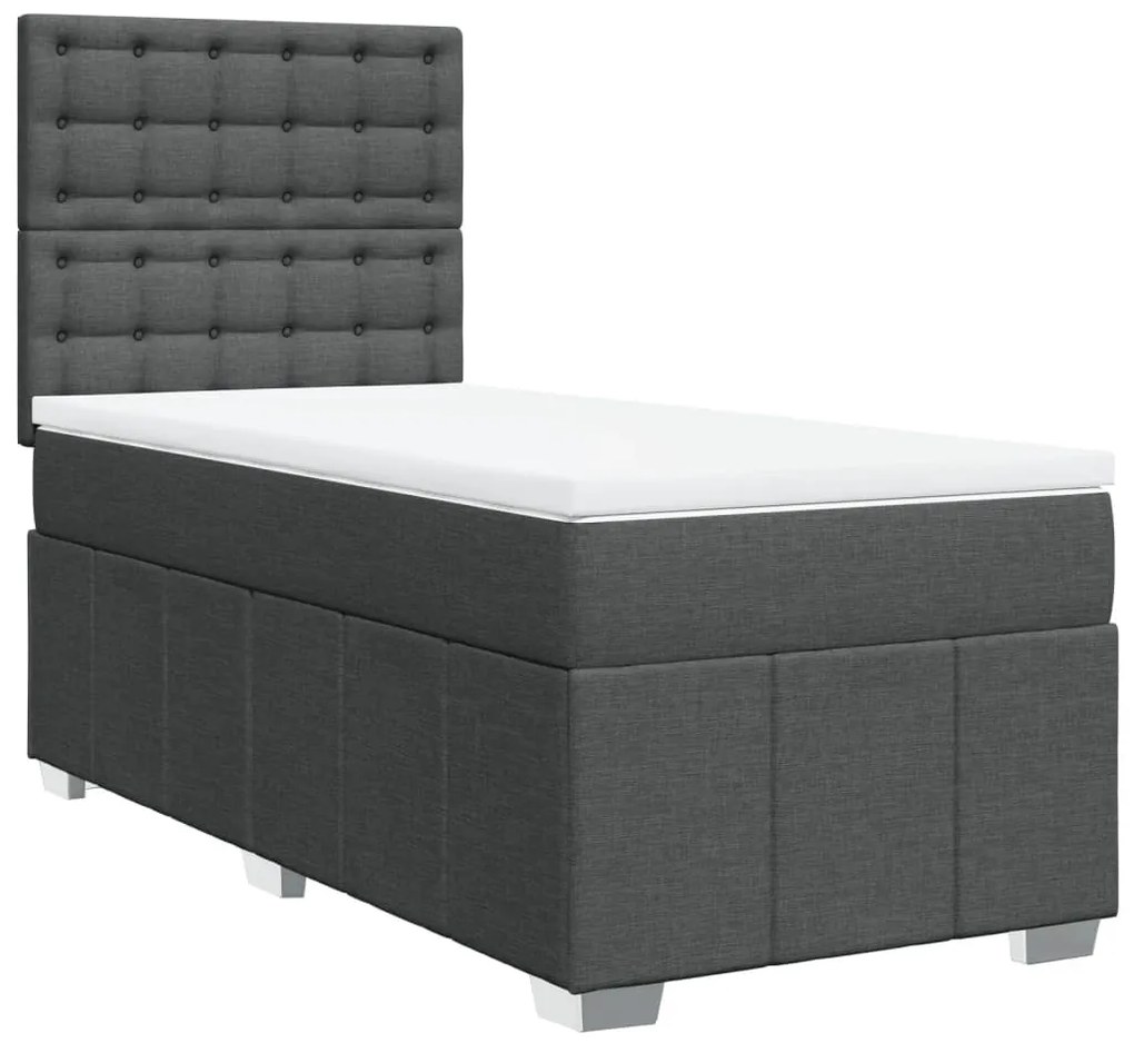 Κρεβάτι Boxspring με Στρώμα Σκούρο Γκρι 80x200 εκ. Υφασμάτινο - Γκρι