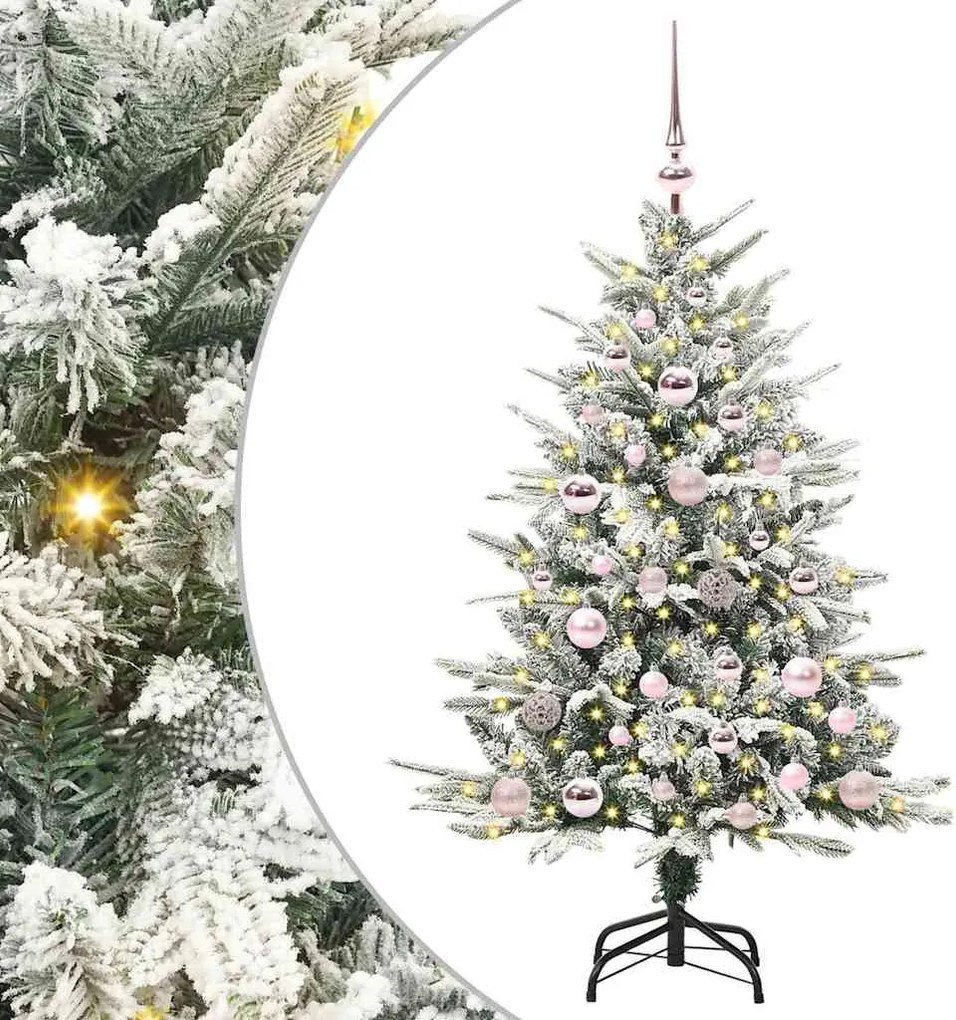 vidaXL Artificial Christmas Tree with Flocked Snow 150 LED Θερμό λευκό