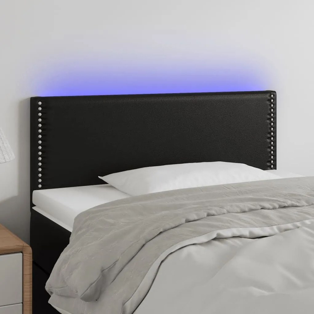 Κεφαλάρι Κρεβατιού LED Μαύρο 80x5x78/88 εκ. από Συνθετικό Δέρμα 3121544