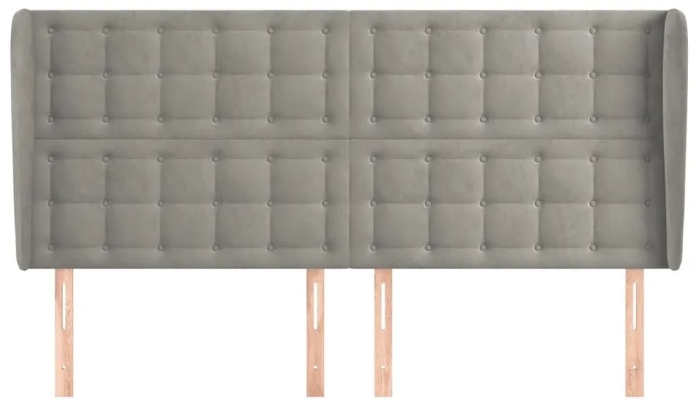 Κεφαλάρι με Πτερύγια Ανοιχτό Γκρι 163x23x118/128 εκ. Βελούδινο - Γκρι