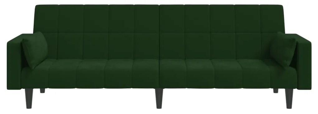vidaXL Καναπές Κρεβάτι Διθέσιος Σκ. Πράσινο Βελούδινος & 2 Μαξιλάρια