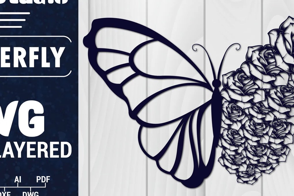 Σετ των 2 Intra απο ξύλο plywood 3mm-4mm πάχος Χαρτί 3D Butterfly Multilayered Δίασταση 1500x1500 cm INTRAFABR-88861569