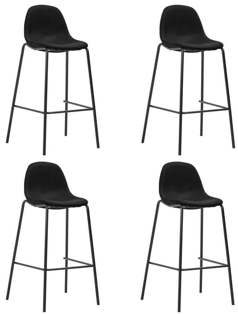 Καρέκλες Μπαρ 4 τεμ. Μαύρες Υφασμάτινες