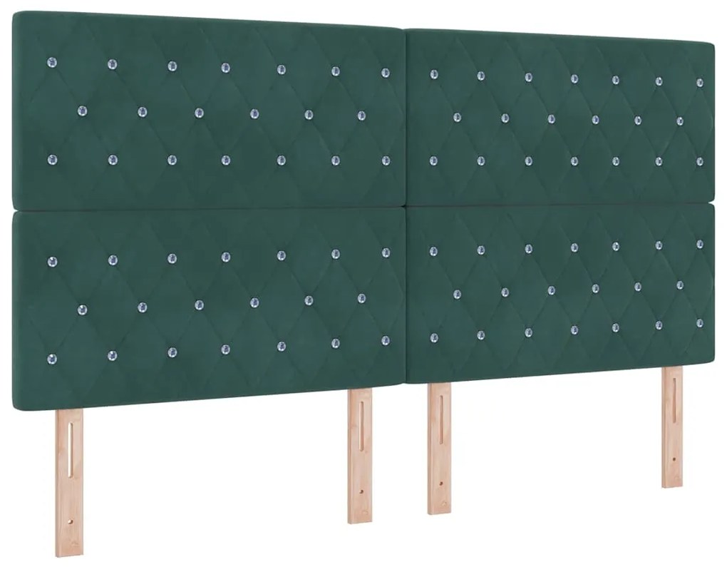 vidaXL Κρεβάτι με ελατήρια Σκούρο πράσινο 180 x 200 cm Βελούδο