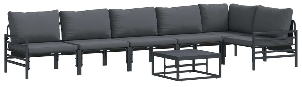 Σετ Καναπέ Κήπου με μαξιλάρι 7 pcs Μαύρο Ατσάλι