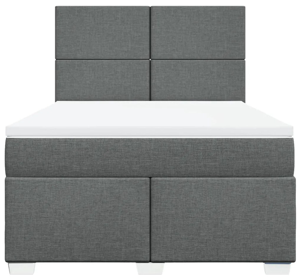 vidaXL Κρεβάτι Boxspring με Στρώμα Σκούρο Γκρι 140x190 εκ. Υφασμάτινο