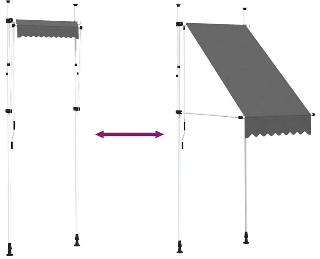 vidaXL Τέντα Συρόμενη Χειροκίνητη Ανθρακί 100 εκ.