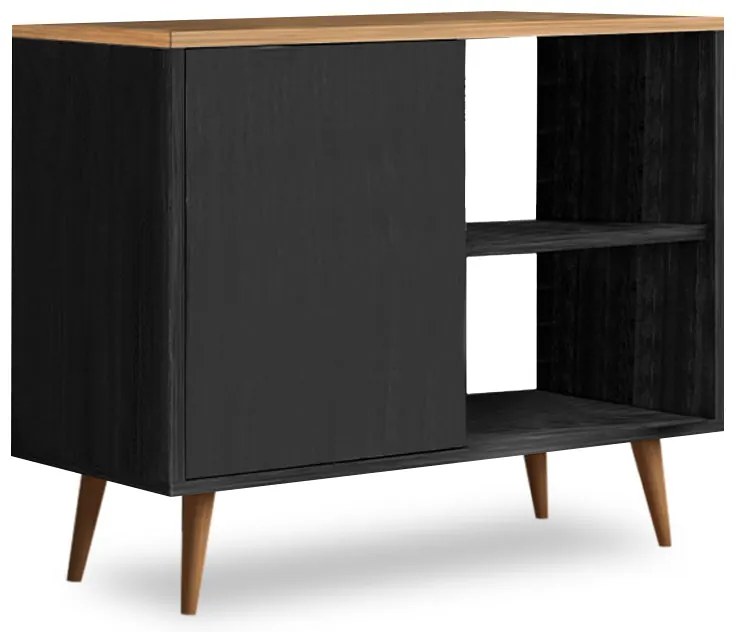 Κονσόλα - μπουφές μελαμίνης Luce Megapap χρώμα μαύρο antique - oak 80x35x66εκ.