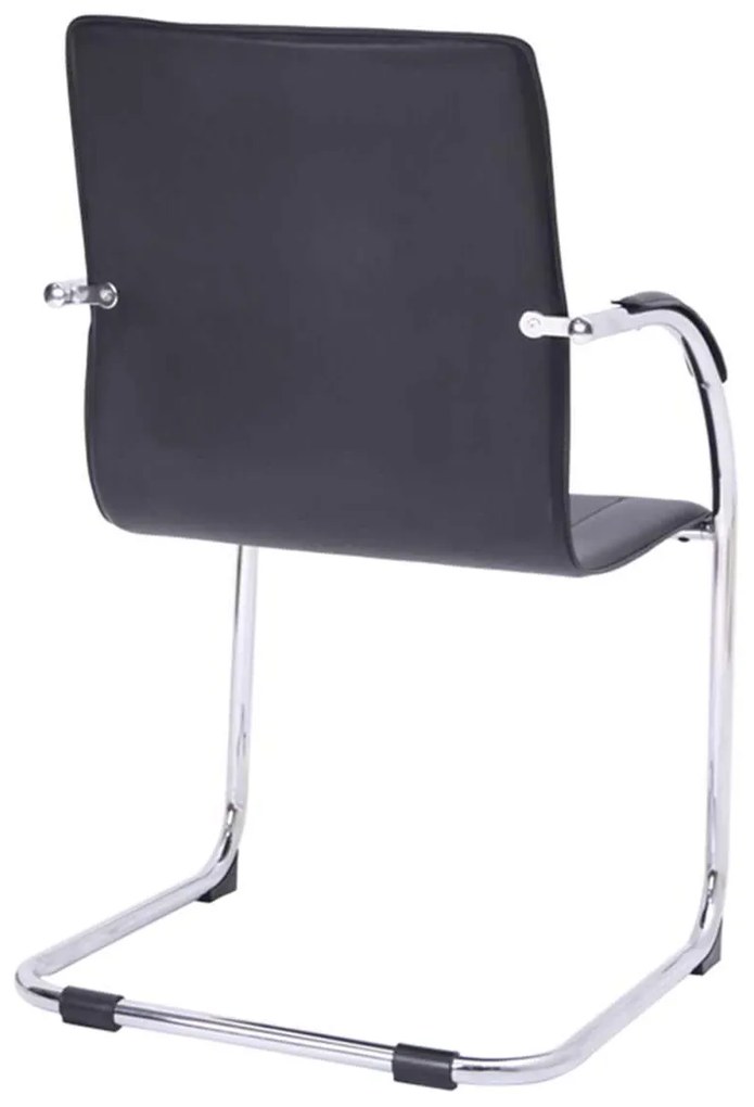 Πολυθρόνα Επισκέπτη Omikron Χρώμιο/PVC Μαύρο 58x63x94cm (Σετ 4 ΤΕΜ)
