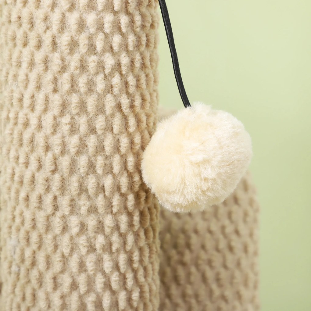 PawHut Δέντρο για γάτες με σανίδα ξυσίματος, μπάλα παιχνιδιού, δομή με ανάγλυφες επιφάνειες/σιζάλ, 54 cm, Ανοιχτό Καφέ