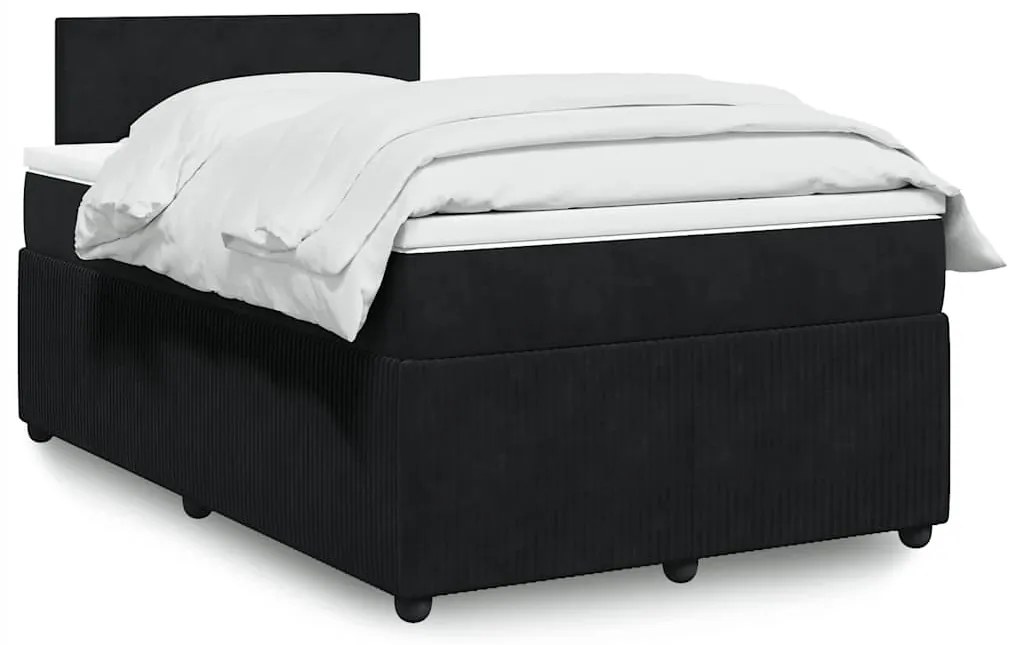 vidaXL Κρεβάτι Boxspring με Στρώμα Μαύρο 120x190 εκ. Βελούδινο